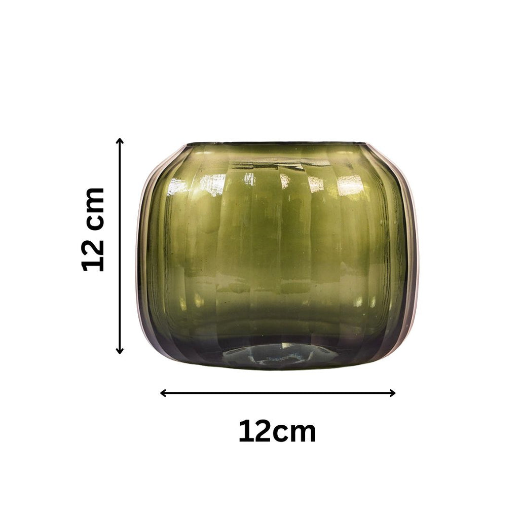 Olive Green Glass Vase – Elegant Decorative Vase for Modern Home Decor