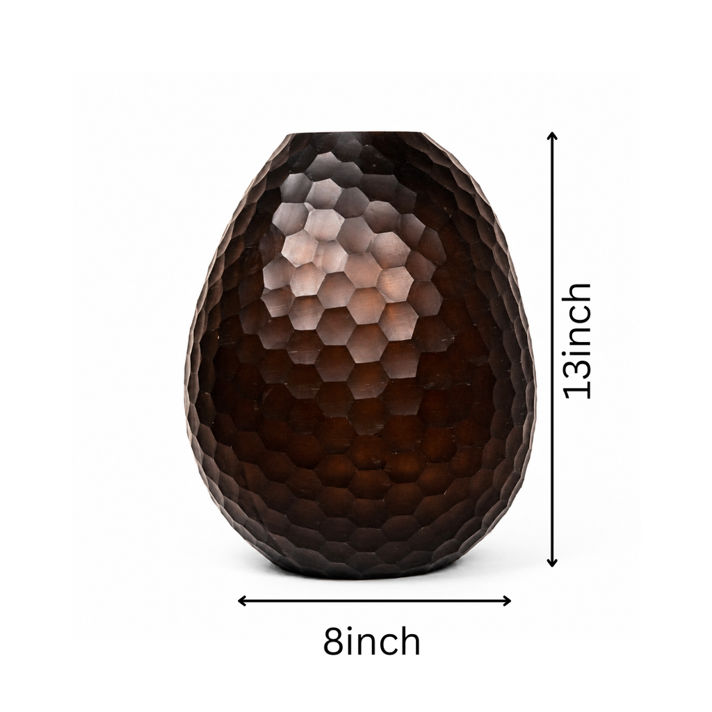Textured Glass Vase – Smoky Amber