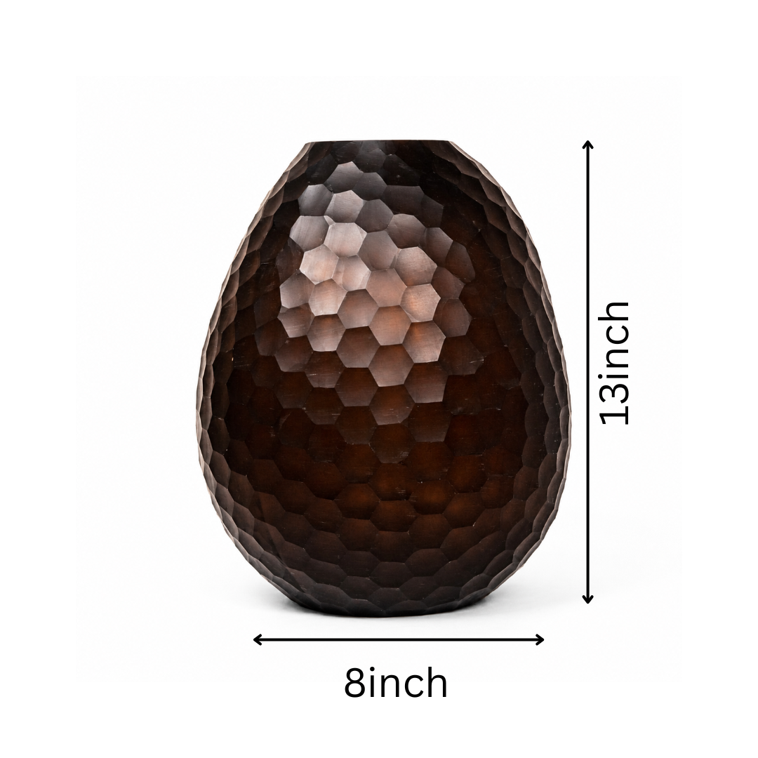 Textured Glass Vase – Smoky Amber