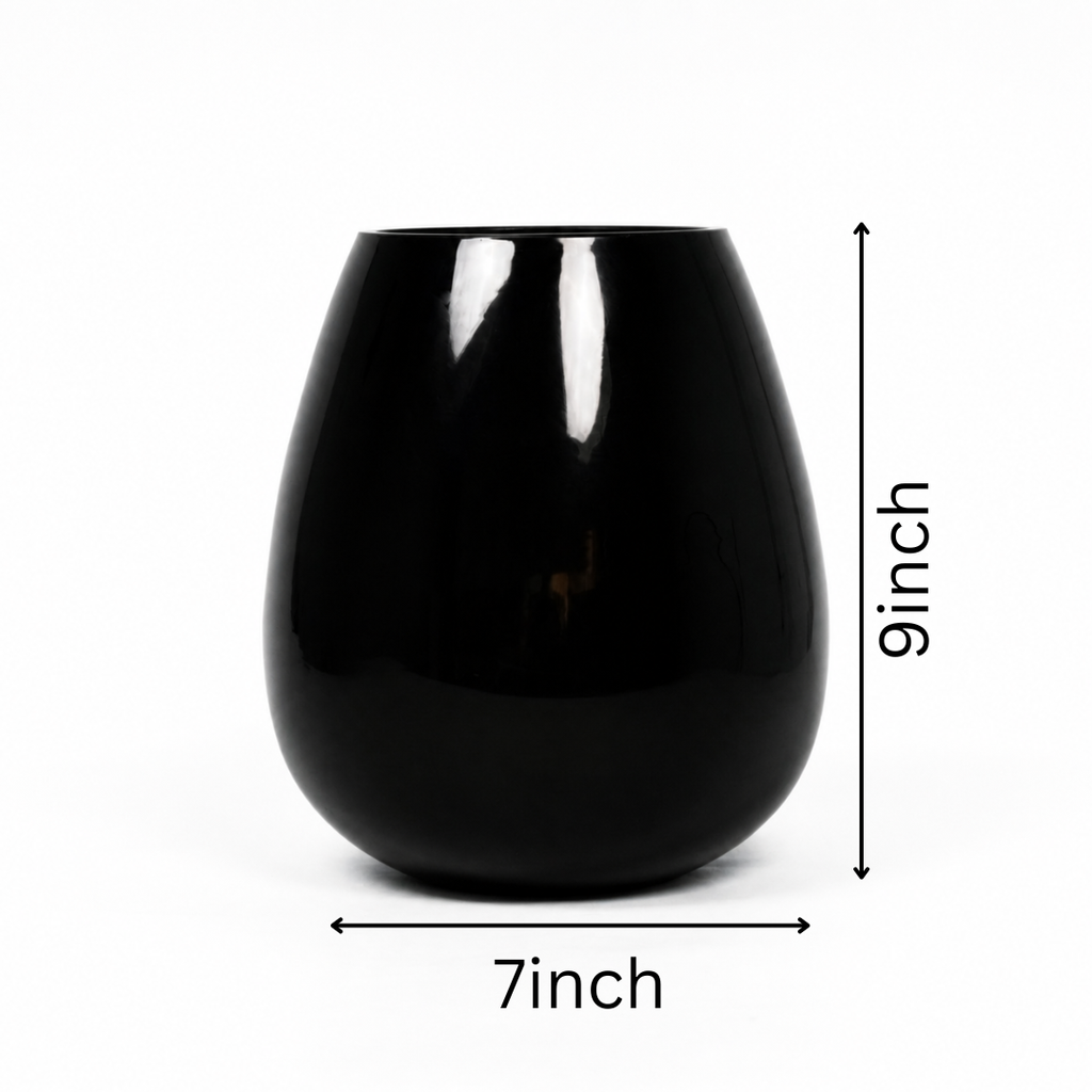 Glossy Glass Vase – Midnight Black