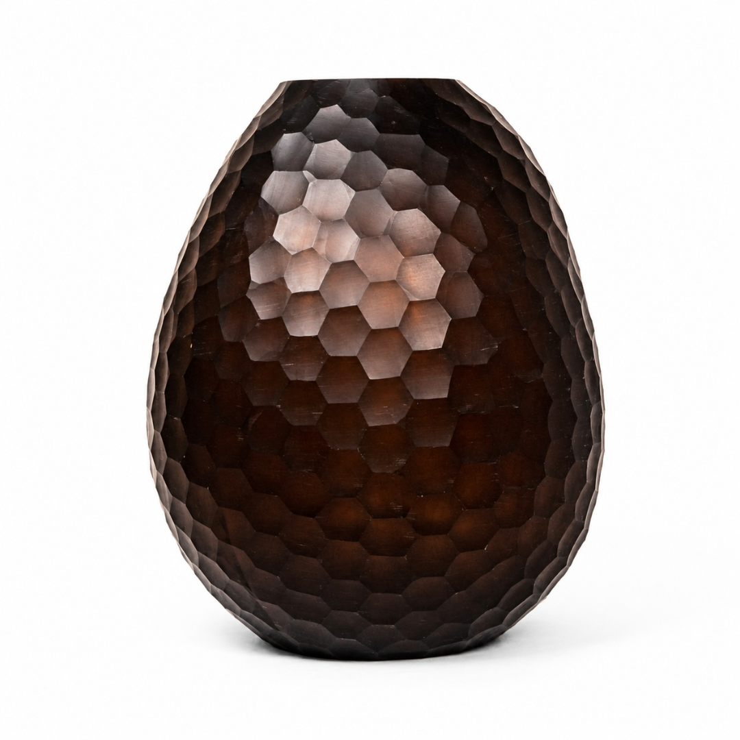 Textured Glass Vase – Smoky Amber