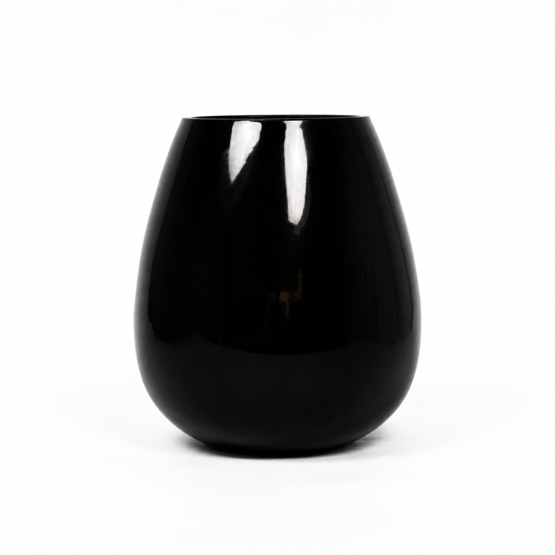 Glossy Glass Vase – Midnight Black