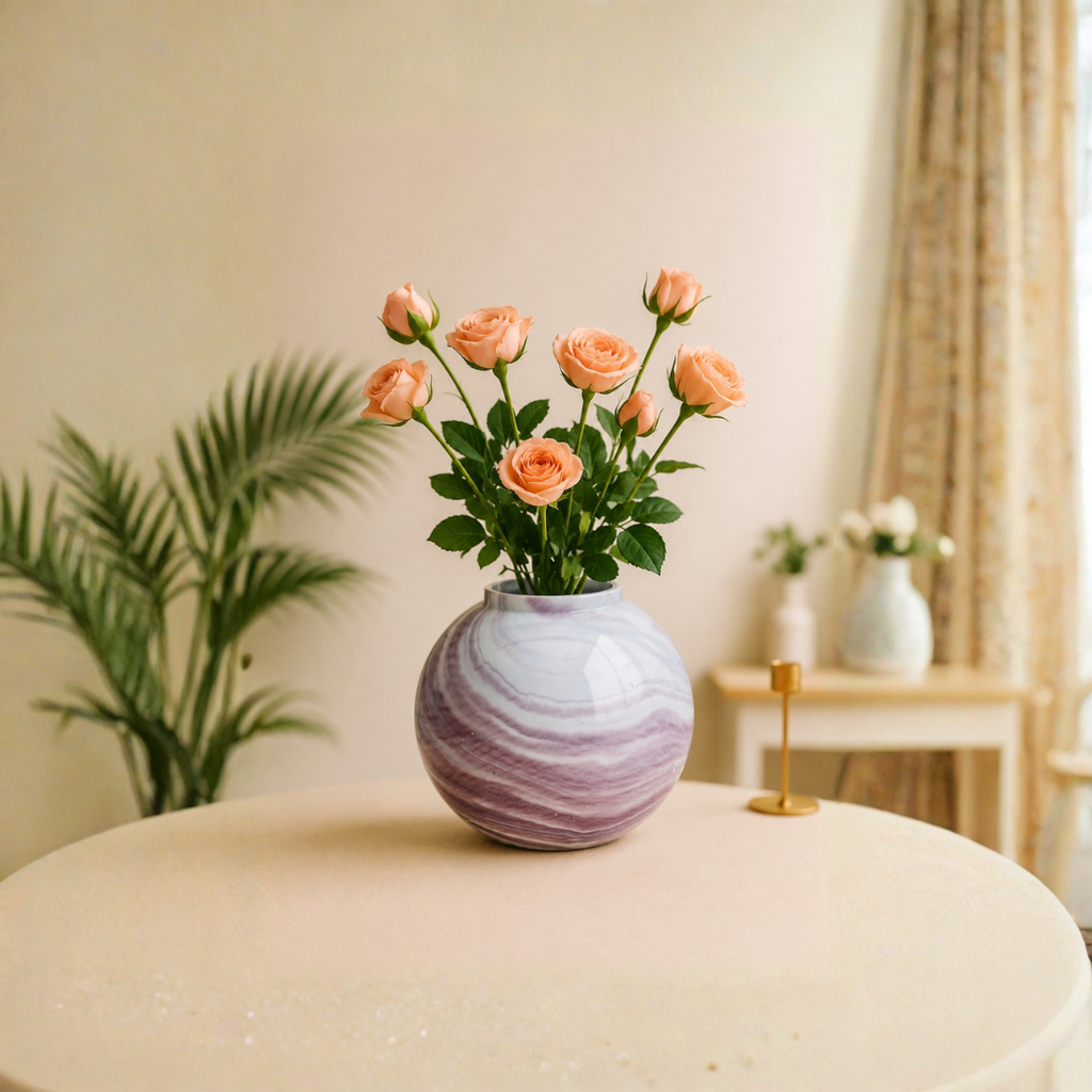 Marble Swirl Glass Vase – Blush Rose