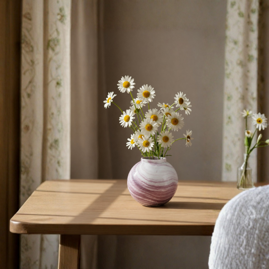 Marble Swirl Glass Vase – Blush Rose