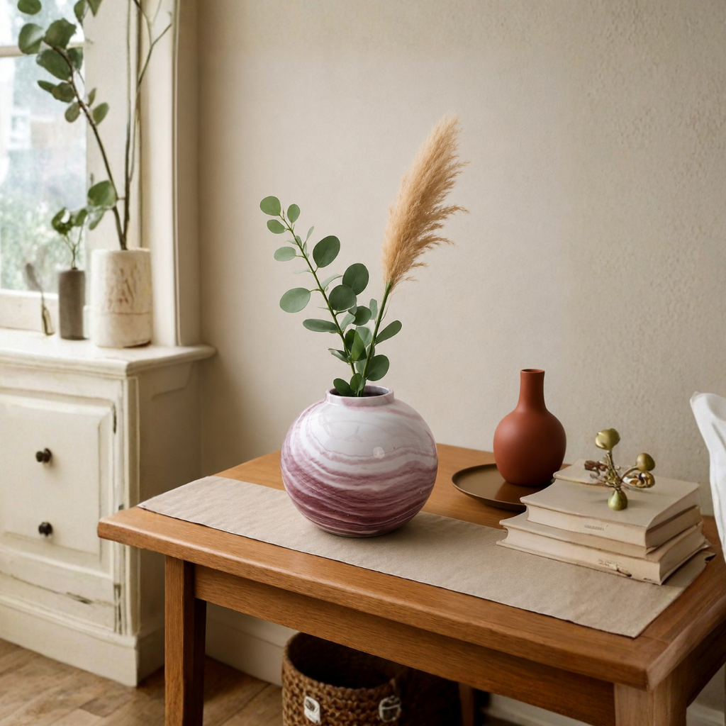 Marble Swirl Glass Vase – Blush Rose