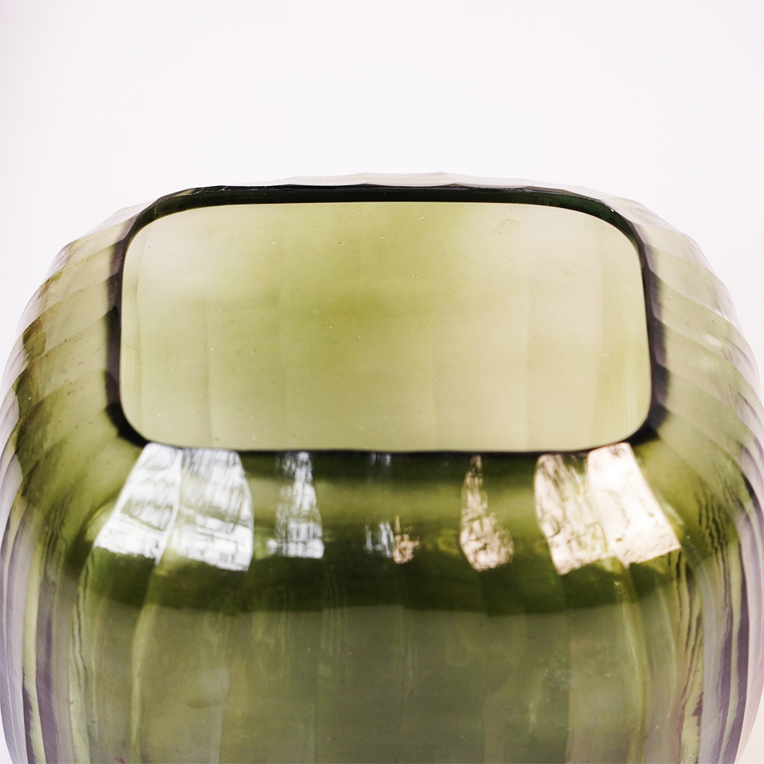 Olive Green Glass Vase – Elegant Decorative Vase for Modern Home Decor
