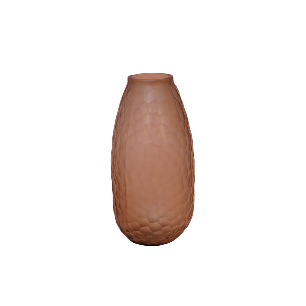 Frosted Textured Glass Vase – Mocha Brown