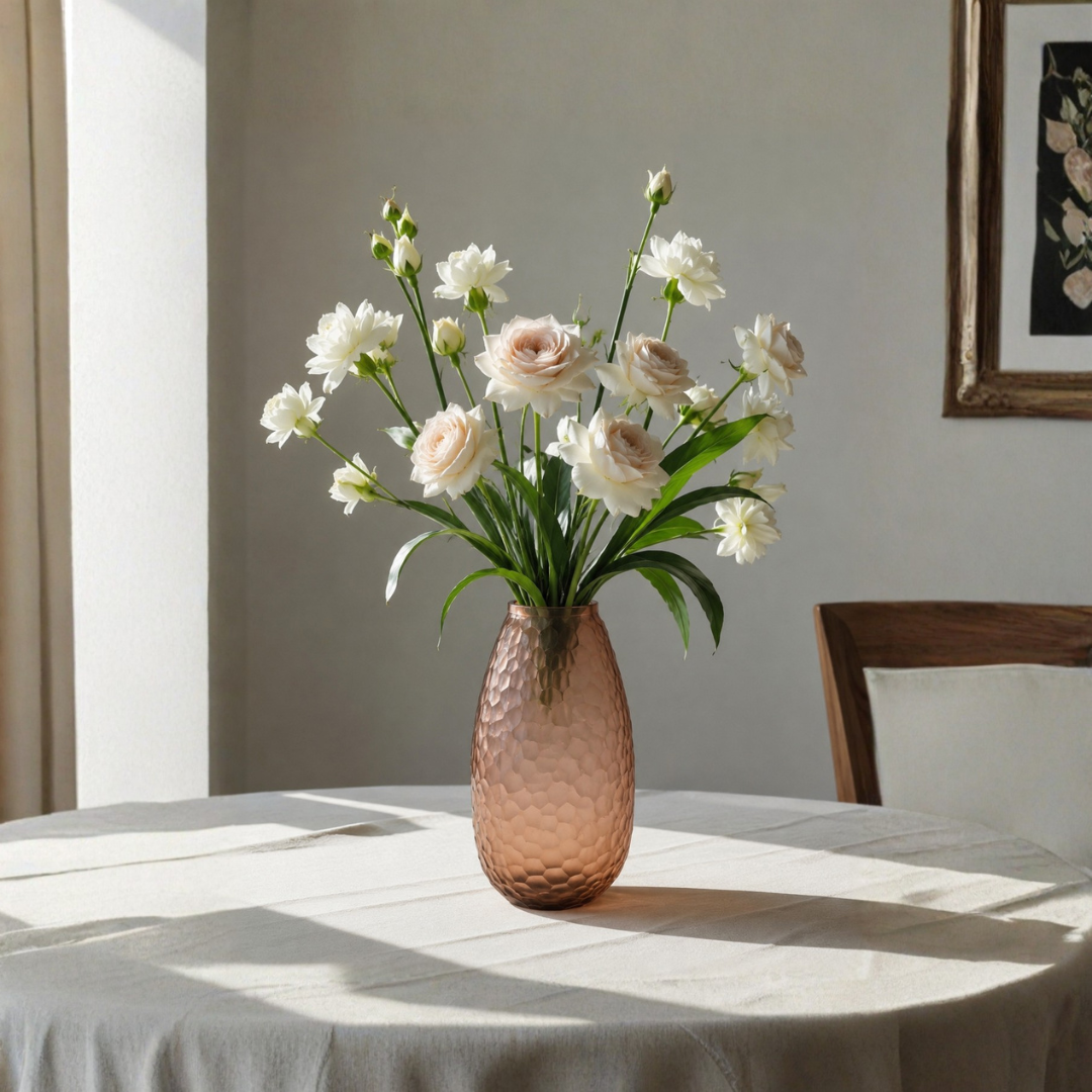 Frosted Textured Glass Vase – Mocha Brown