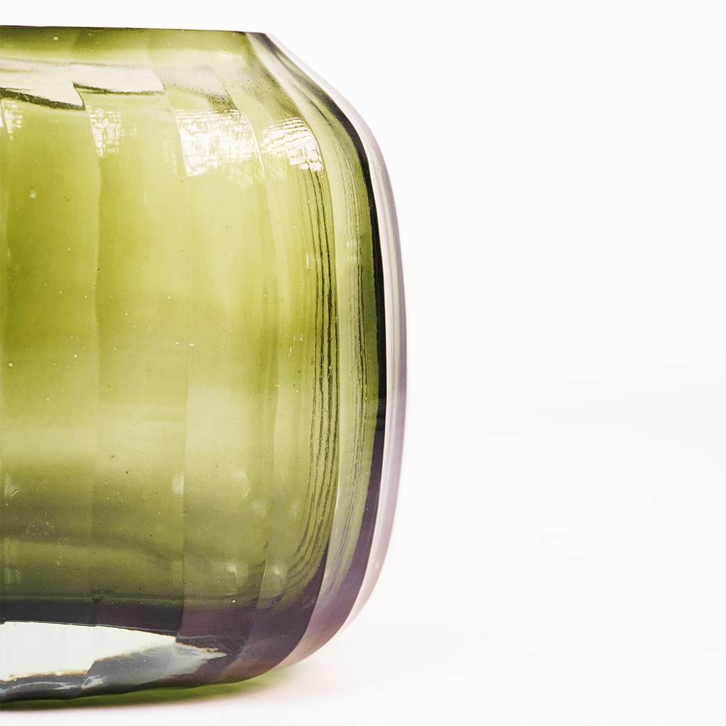 Olive Green Glass Vase – Elegant Decorative Vase for Modern Home Decor