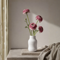 Frosted Ribbed Glass Vase – Pearl White