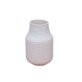 Frosted Ribbed Glass Vase – Soft Ivory
