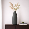 Ribbed Glass Vase – Charcoal Black