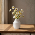 Frosted Ribbed Glass Vase – Soft Ivory