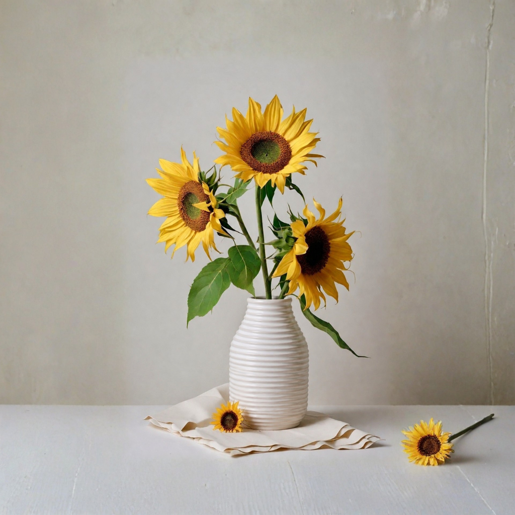 Frosted Ribbed Glass Vase – Soft Ivory