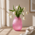 Ribbed Glass Vase – Pink