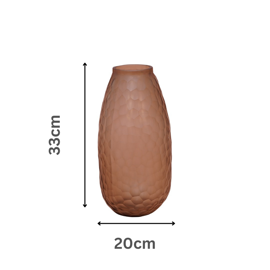 Frosted Textured Glass Vase – Mocha Brown