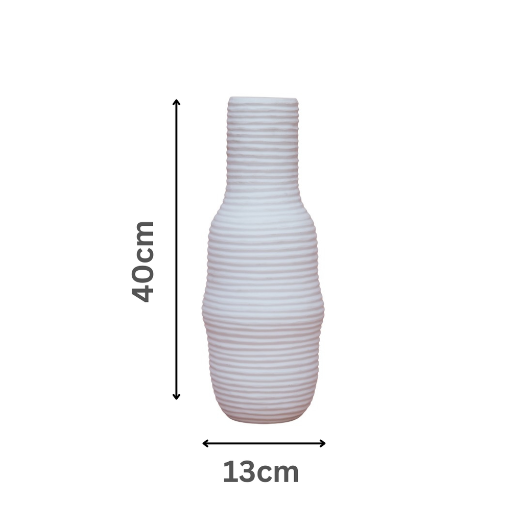 Frosted Ribbed Glass Vase – Soft Blush