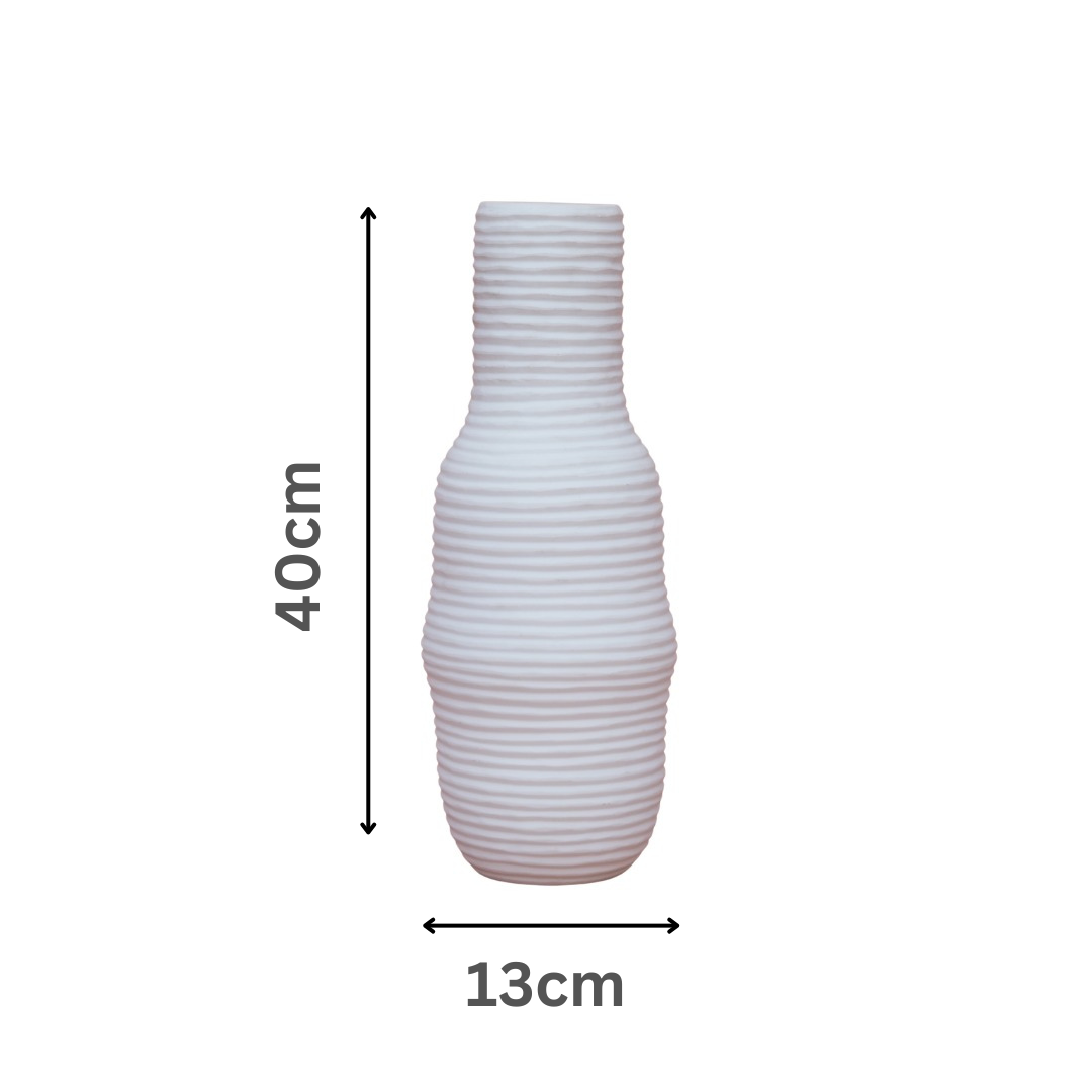 Frosted Ribbed Glass Vase – Soft Blush