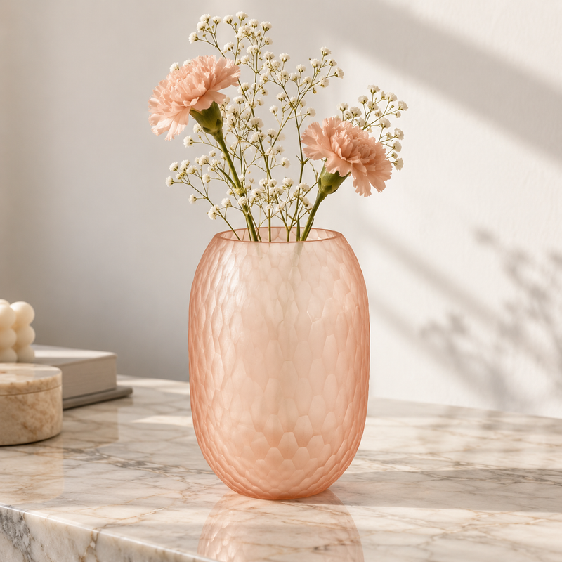 Soft Matte Pink Vase – Elegant Textured Vase for Home Décor