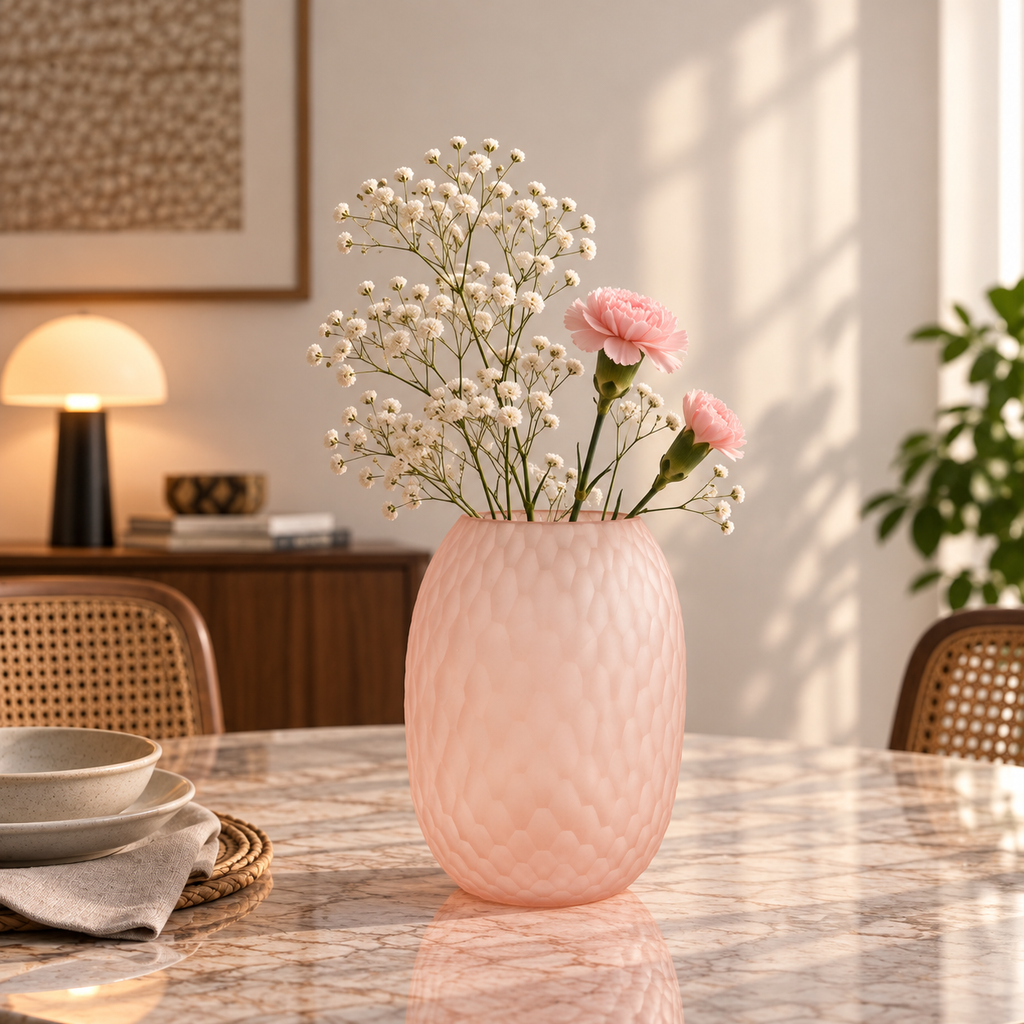 Soft Matte Pink Vase – Elegant Textured Vase for Home Décor